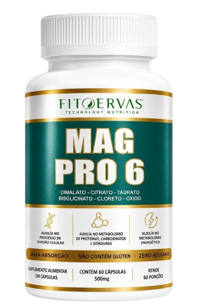 Mag Pro 6 — 6 Formas de Magnésio — 60 Cápsulas