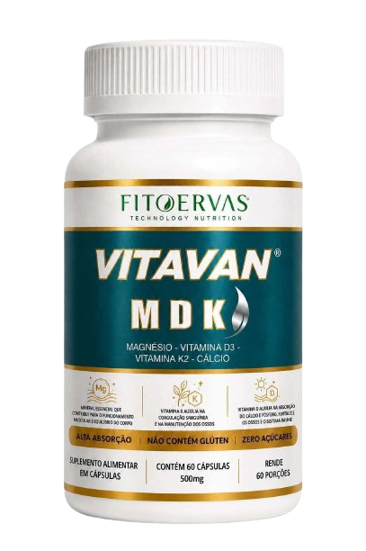 Vitavan Cálcio MDK — Cálcio + D3 + K2 + Magnésio — 60 Cápsulas